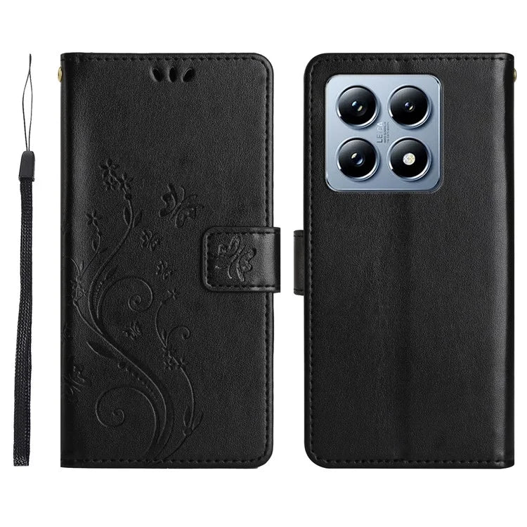 For Xiaomi 14T Pro Case Pattern Imprint PU Leather Phone Wallet Cover with Strap