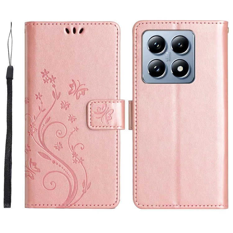 For Xiaomi 14T Pro Case Pattern Imprint PU Leather Phone Wallet Cover with Strap