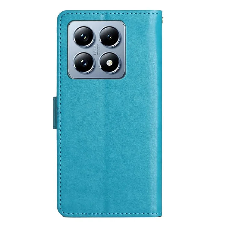 For Xiaomi 14T Pro Case Pattern Imprint PU Leather Phone Wallet Cover with Strap