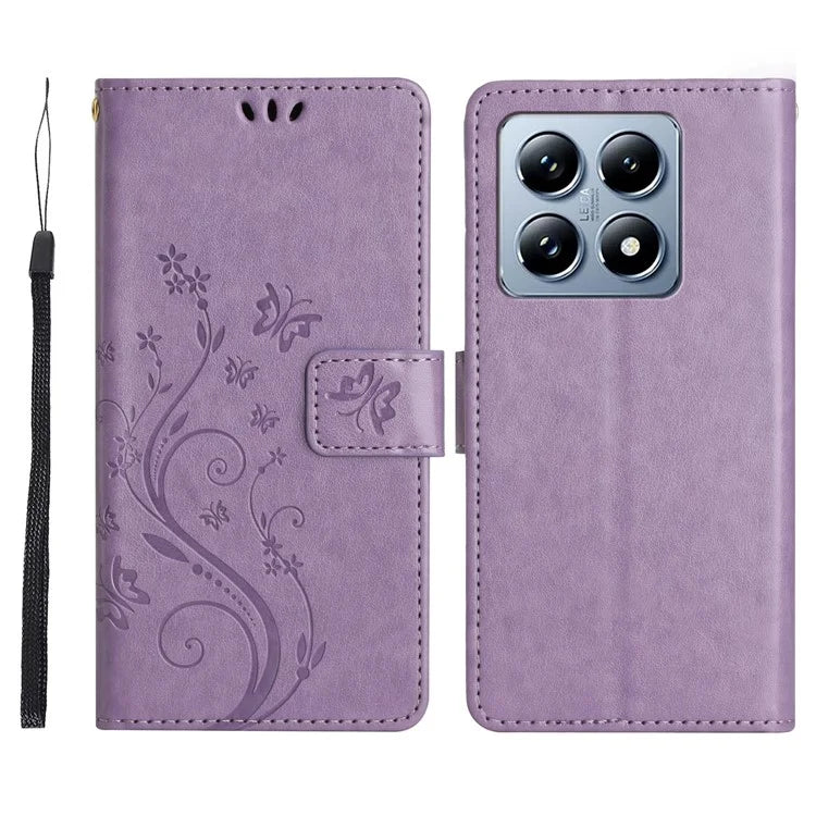 For Xiaomi 14T Pro Case Pattern Imprint PU Leather Phone Wallet Cover with Strap