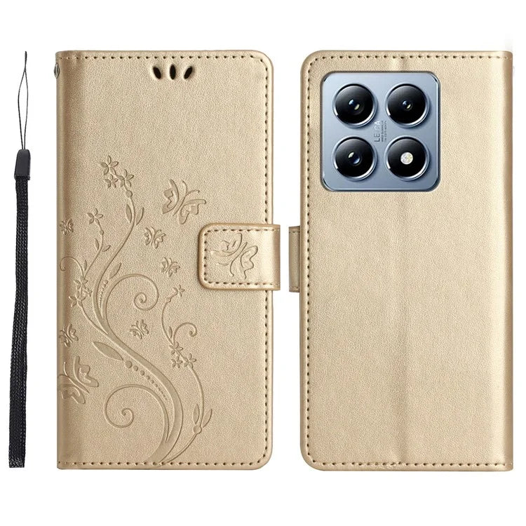 For Xiaomi 14T Pro Case Pattern Imprint PU Leather Phone Wallet Cover with Strap