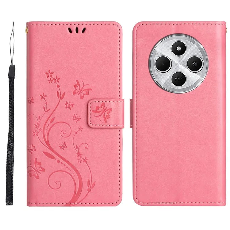 For Xiaomi Redmi 14C 4G Case Pattern Imprint PU Leather Phone Wallet Cover with Strap