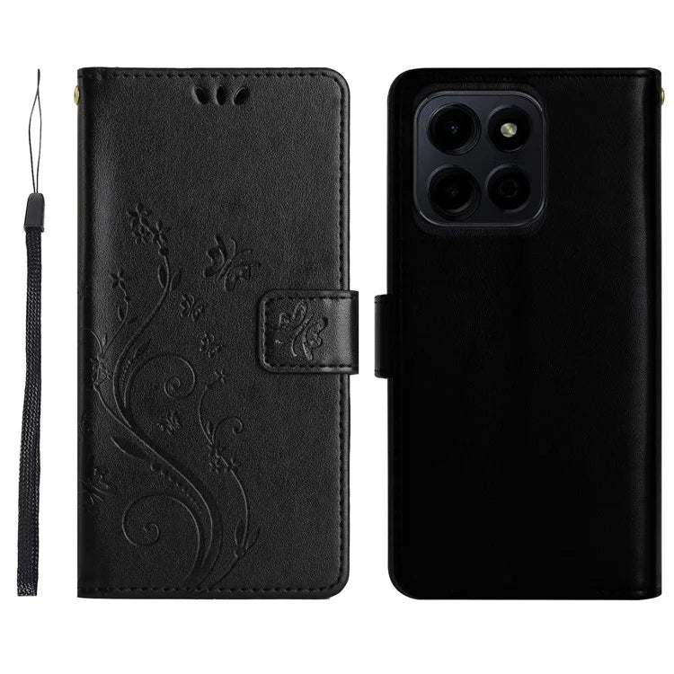 For Honor 200 Smart 5G Case Pattern Imprint PU Leather Phone Wallet Cover with Strap