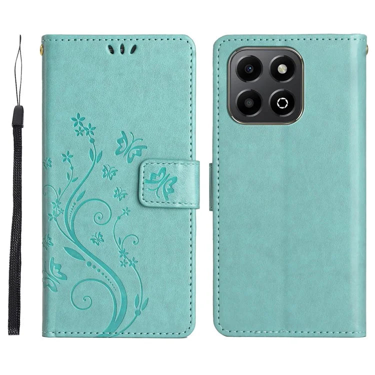 For Honor 200 Smart 5G Case Pattern Imprint PU Leather Phone Wallet Cover with Strap