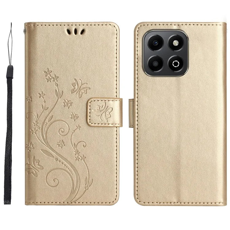 For Honor 200 Smart 5G Case Pattern Imprint PU Leather Phone Wallet Cover with Strap
