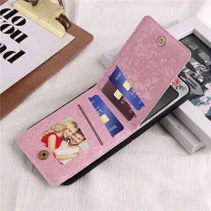 For Samsung Galaxy Z Flip6 5G / Flip5 5G Case Flower Pattern PU+TPU Phone Cover Card Slots