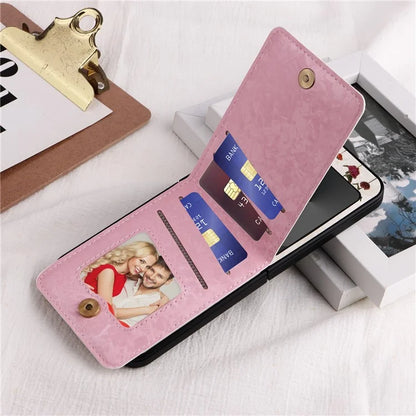 For Samsung Galaxy Z Flip6 5G / Flip5 5G Case Flower Pattern PU+TPU Phone Cover Card Slots