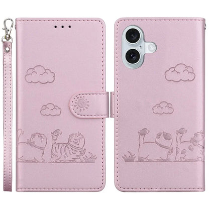 For iPhone 16 Plus Case RFID Blocking Kitten Pattern TPU+PU Leather Phone Cover