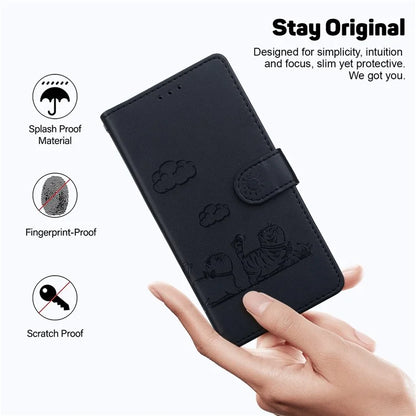 For iPhone 16 Plus Case RFID Blocking Kitten Pattern TPU+PU Leather Phone Cover