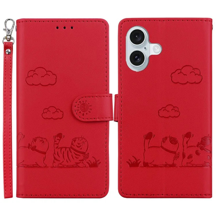 For iPhone 16 Plus Case RFID Blocking Kitten Pattern TPU+PU Leather Phone Cover