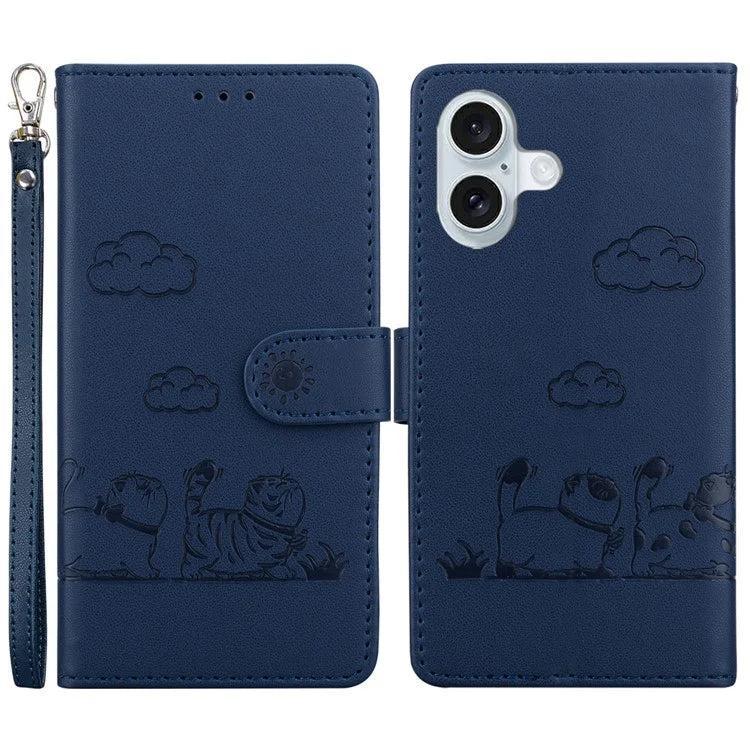 For iPhone 16 Plus Case RFID Blocking Kitten Pattern TPU+PU Leather Phone Cover