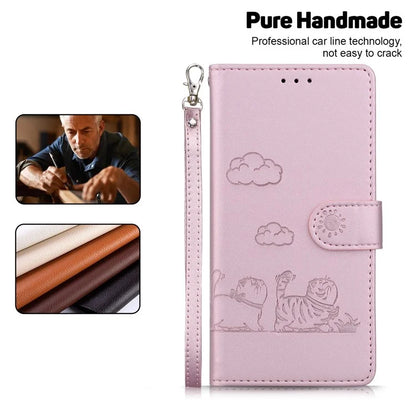 For iPhone 16 Pro Case RFID Blocking Kitten Pattern TPU+PU Leather Phone Cover