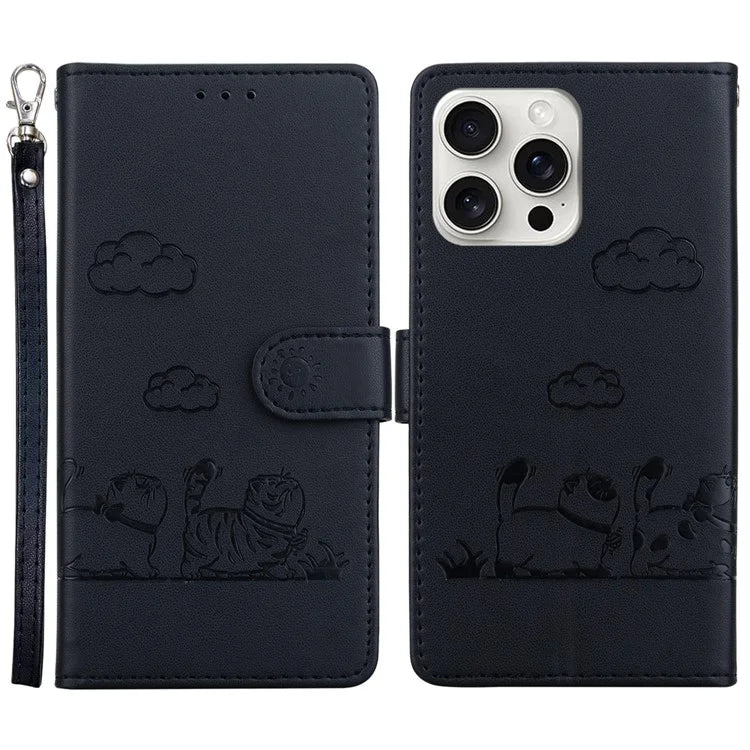For iPhone 16 Pro Case RFID Blocking Kitten Pattern TPU+PU Leather Phone Cover