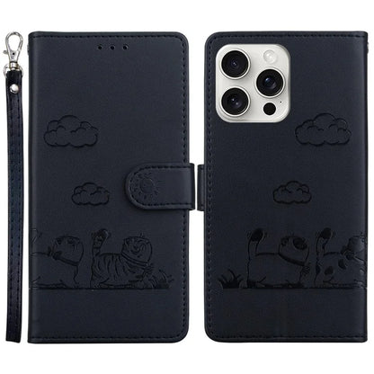 For iPhone 16 Pro Case RFID Blocking Kitten Pattern TPU+PU Leather Phone Cover