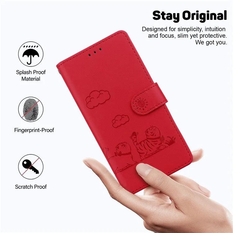 For iPhone 16 Pro Case RFID Blocking Kitten Pattern TPU+PU Leather Phone Cover