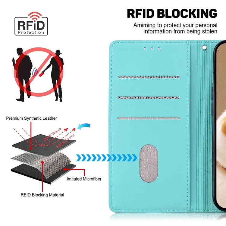 For iPhone 16 Pro Case RFID Blocking Kitten Pattern TPU+PU Leather Phone Cover