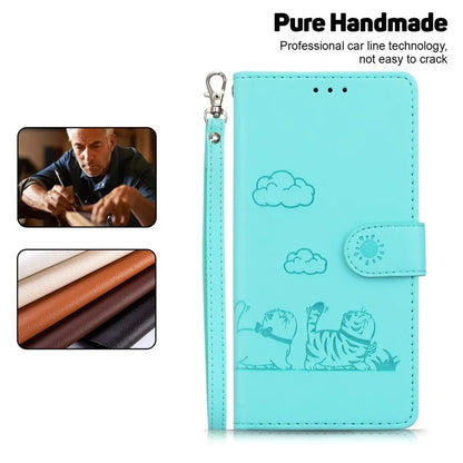 For iPhone 16 Pro Case RFID Blocking Kitten Pattern TPU+PU Leather Phone Cover