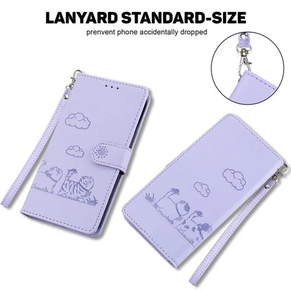 For iPhone 16 Pro Case RFID Blocking Kitten Pattern TPU+PU Leather Phone Cover