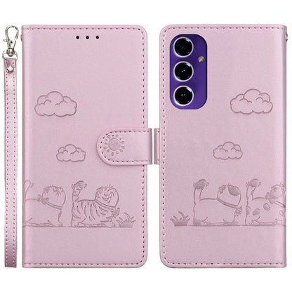 For Samsung Galaxy S24 FE Case RFID Blocking Kitten Pattern TPU+PU Leather Phone Cover