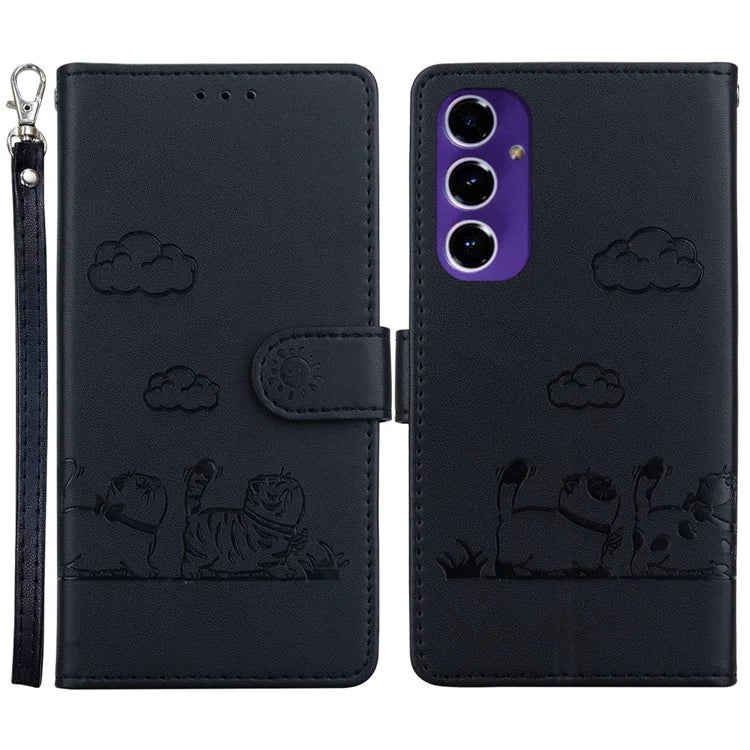 For Samsung Galaxy S24 FE Case RFID Blocking Kitten Pattern TPU+PU Leather Phone Cover