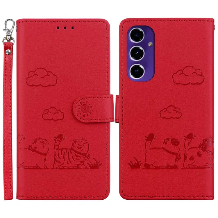 For Samsung Galaxy S24 FE Case RFID Blocking Kitten Pattern TPU+PU Leather Phone Cover