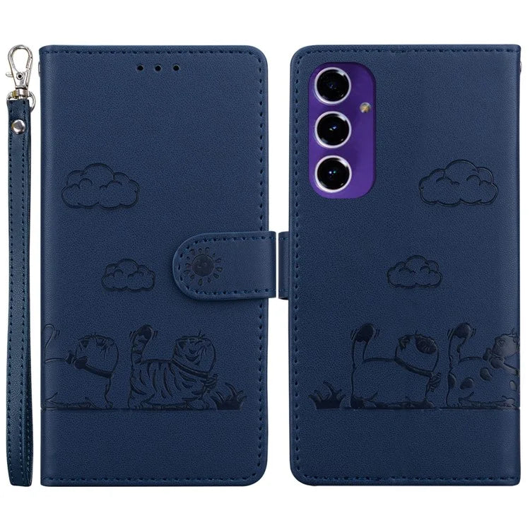 For Samsung Galaxy S24 FE Case RFID Blocking Kitten Pattern TPU+PU Leather Phone Cover