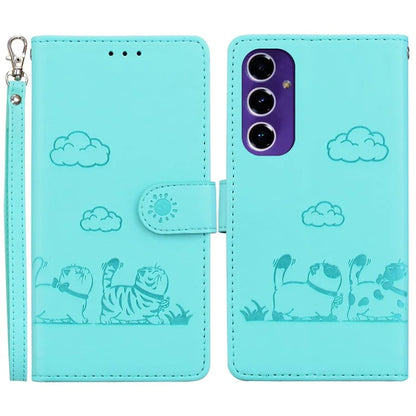 For Samsung Galaxy S24 FE Case RFID Blocking Kitten Pattern TPU+PU Leather Phone Cover