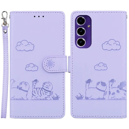For Samsung Galaxy S24 FE Case RFID Blocking Kitten Pattern TPU+PU Leather Phone Cover