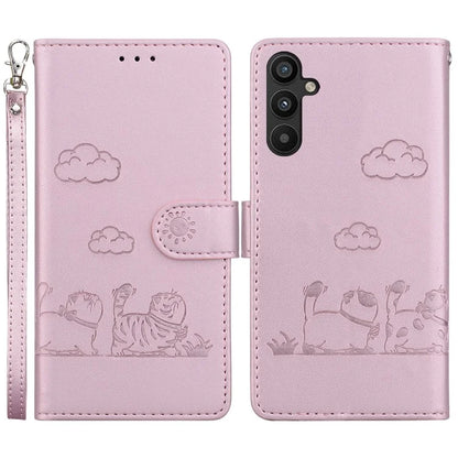 For Samsung Galaxy A35 5G Case RFID Blocking Kitten Pattern TPU+PU Leather Phone Cover