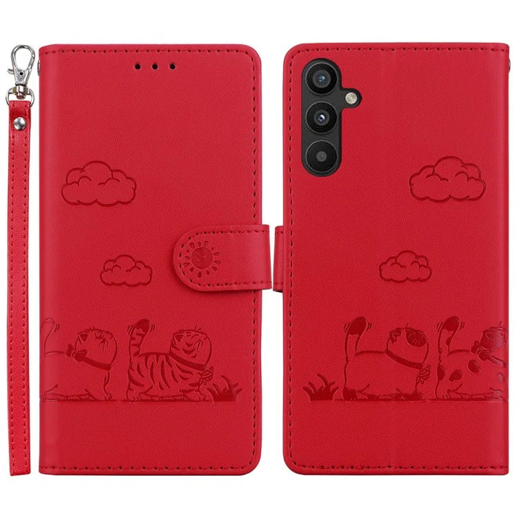 For Samsung Galaxy A35 5G Case RFID Blocking Kitten Pattern TPU+PU Leather Phone Cover