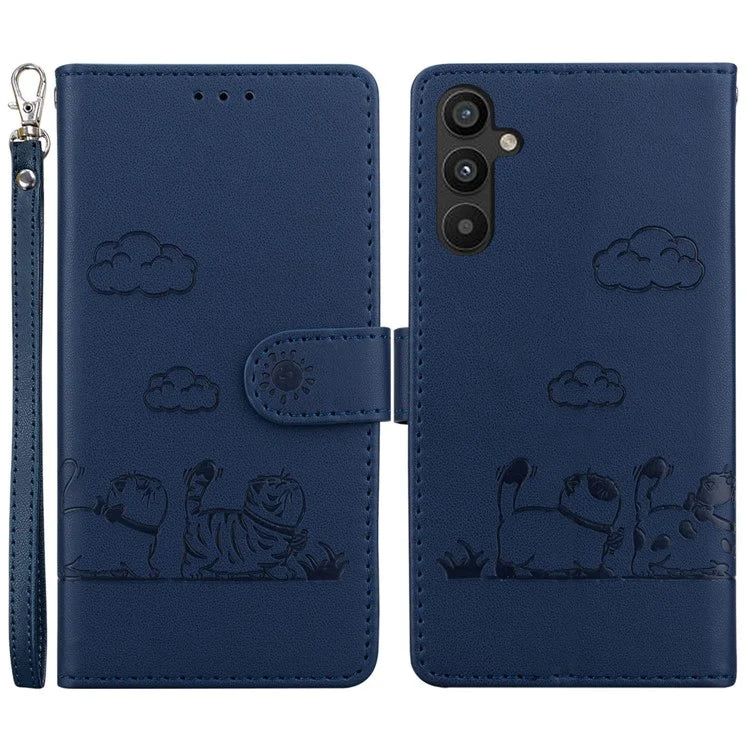 For Samsung Galaxy A35 5G Case RFID Blocking Kitten Pattern TPU+PU Leather Phone Cover