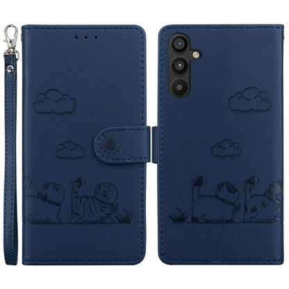 For Samsung Galaxy A35 5G Case RFID Blocking Kitten Pattern TPU+PU Leather Phone Cover