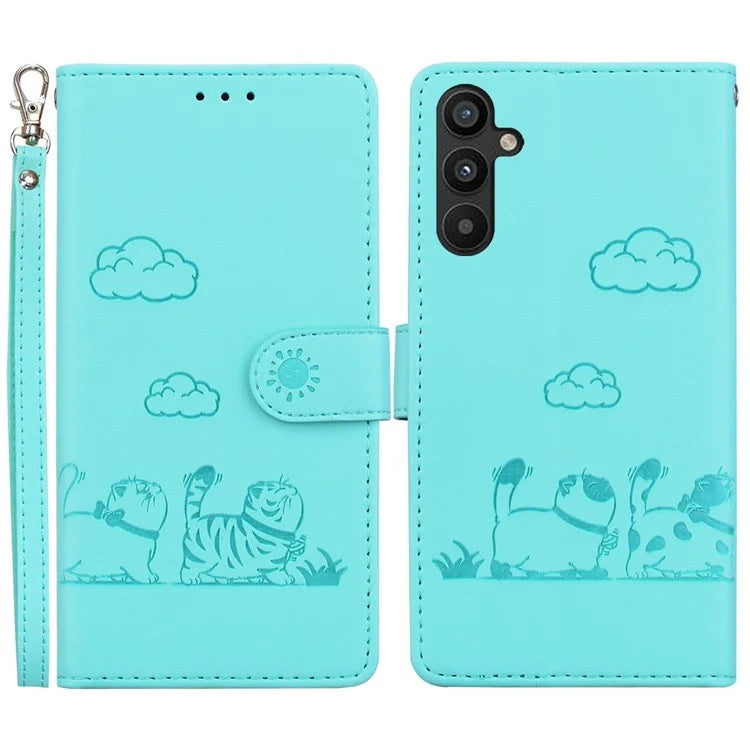 For Samsung Galaxy A35 5G Case RFID Blocking Kitten Pattern TPU+PU Leather Phone Cover