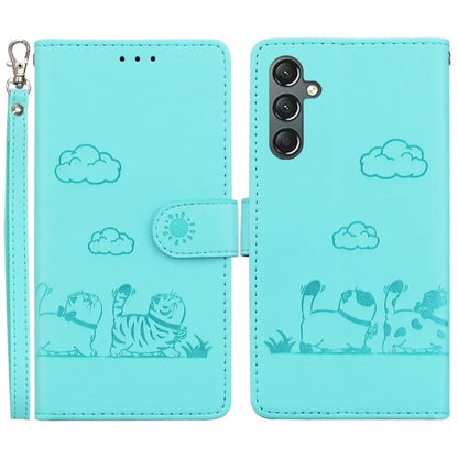 For Samsung Galaxy A15 4G / 5G Case RFID Blocking Kitten Pattern TPU+PU Leather Phone Cover