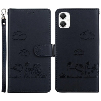 For Samsung Galaxy A06 Case RFID Blocking Kitten Pattern TPU+PU Leather Phone Cover