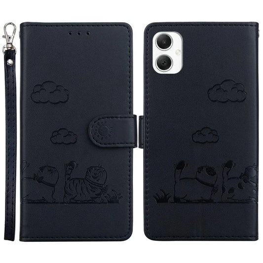 For Samsung Galaxy A06 Case RFID Blocking Kitten Pattern TPU+PU Leather Phone Cover