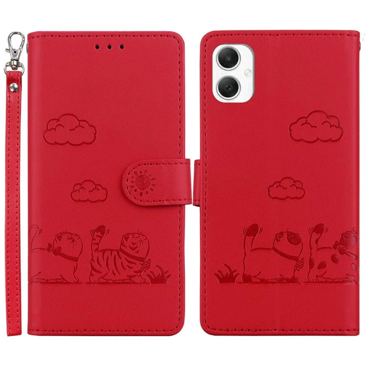 For Samsung Galaxy A06 Case RFID Blocking Kitten Pattern TPU+PU Leather Phone Cover