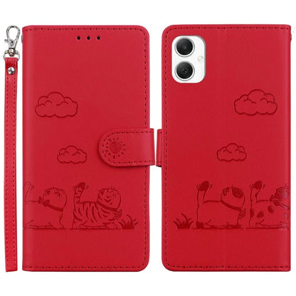 For Samsung Galaxy A06 Case RFID Blocking Kitten Pattern TPU+PU Leather Phone Cover
