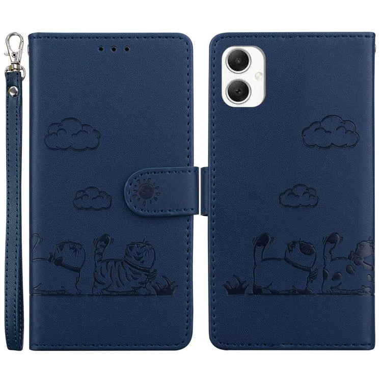 For Samsung Galaxy A06 Case RFID Blocking Kitten Pattern TPU+PU Leather Phone Cover