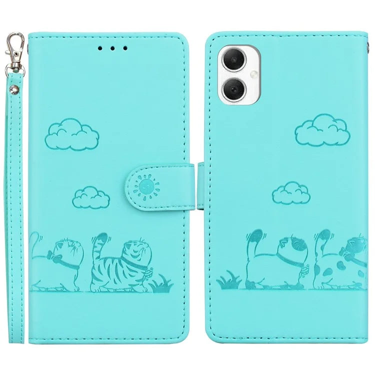 For Samsung Galaxy A06 Case RFID Blocking Kitten Pattern TPU+PU Leather Phone Cover