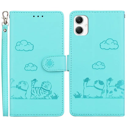 For Samsung Galaxy A06 Case RFID Blocking Kitten Pattern TPU+PU Leather Phone Cover