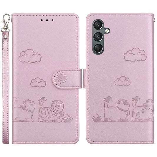 For Samsung Galaxy A16 5G Case RFID Blocking Kitten Pattern TPU+PU Leather Phone Cover