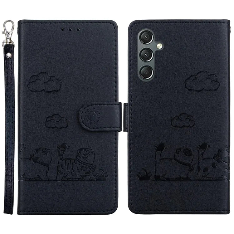 For Samsung Galaxy A16 5G Case RFID Blocking Kitten Pattern TPU+PU Leather Phone Cover