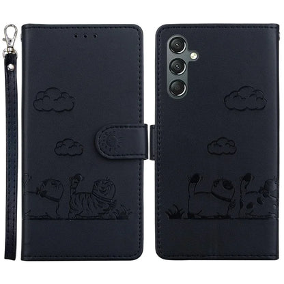 For Samsung Galaxy A16 5G Case RFID Blocking Kitten Pattern TPU+PU Leather Phone Cover