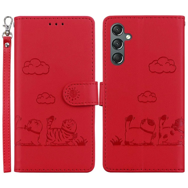 For Samsung Galaxy A16 5G Case RFID Blocking Kitten Pattern TPU+PU Leather Phone Cover