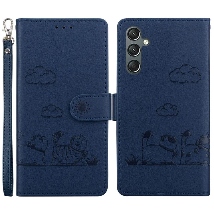 For Samsung Galaxy A16 5G Case RFID Blocking Kitten Pattern TPU+PU Leather Phone Cover