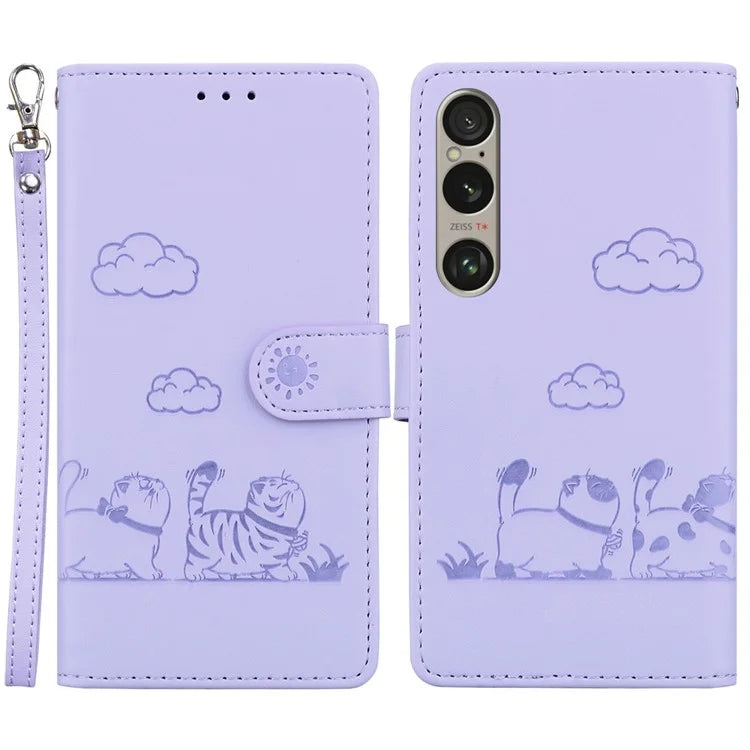 For Sony Xperia 1 VI Case RFID Blocking Kitten Pattern TPU+PU Leather Phone Cover