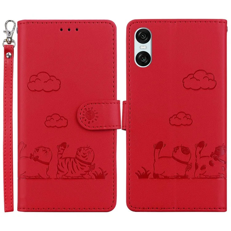 For Sony Xperia 10 VI Case RFID Blocking Kitten Pattern TPU+PU Leather Phone Cover