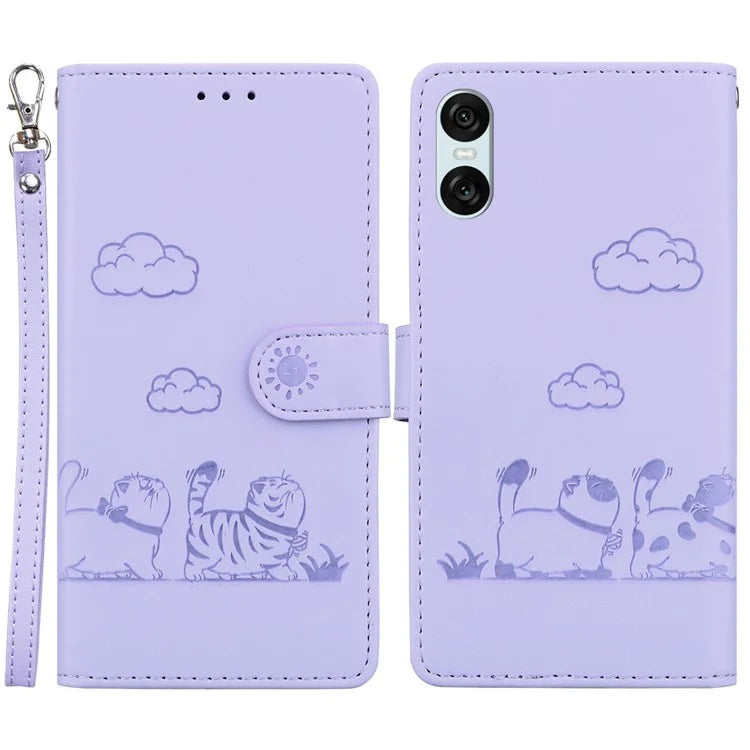 For Sony Xperia 10 VI Case RFID Blocking Kitten Pattern TPU+PU Leather Phone Cover