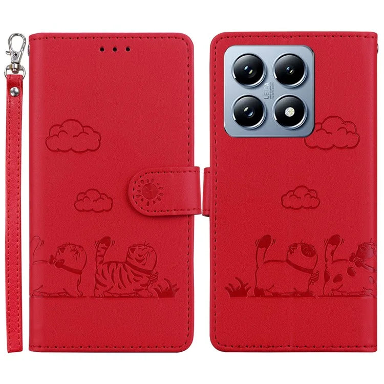 For Xiaomi 14T Case RFID Blocking Kitten Pattern TPU+PU Leather Phone Cover